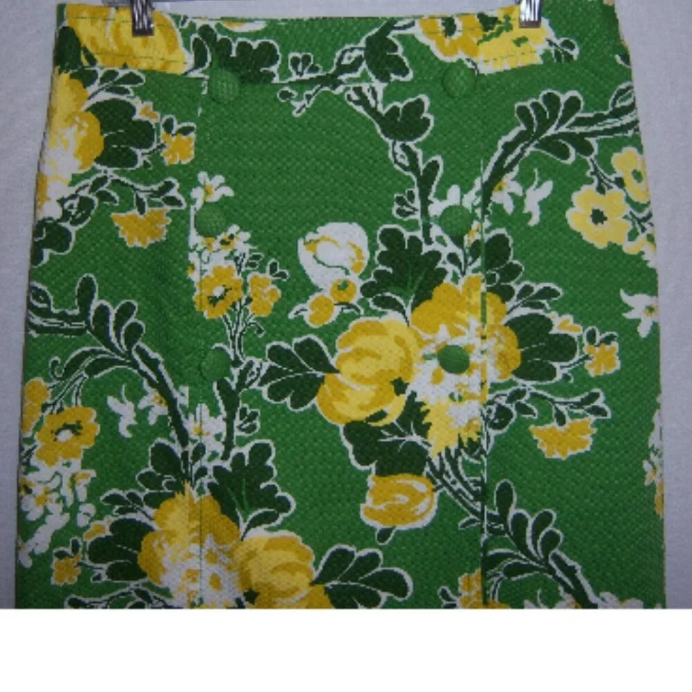 EUC Vintage Talbots white, grass green, and yellow floral print cotton (2P) - Picture 1 of 5
